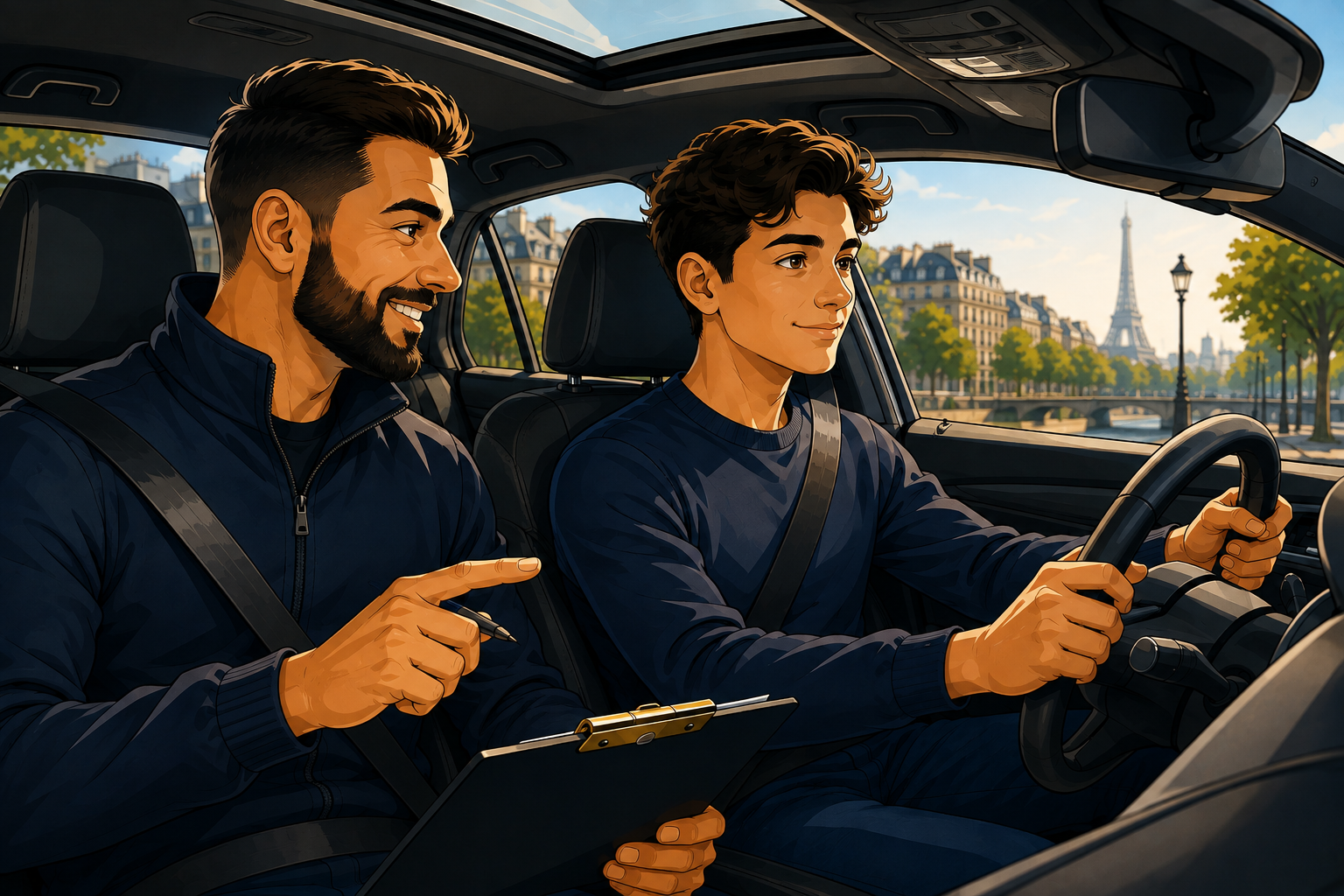 Leçon de conduite avec un moniteur